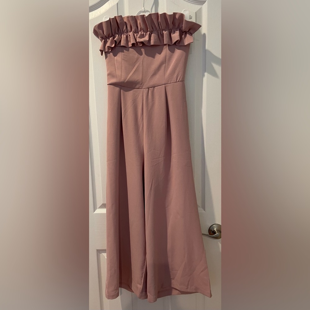 Adorable mauve crepe, flowy legged, romper